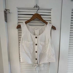 Cropped Linen Top with bow